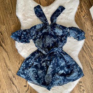 Keepsake Blue Paisley Romper Size XS